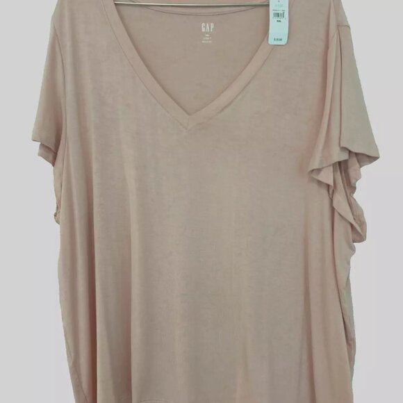 GAP Luxe Flutter Sleeve V-Neck T-Shirt plus size XXL NWT - Picture 1 of 7